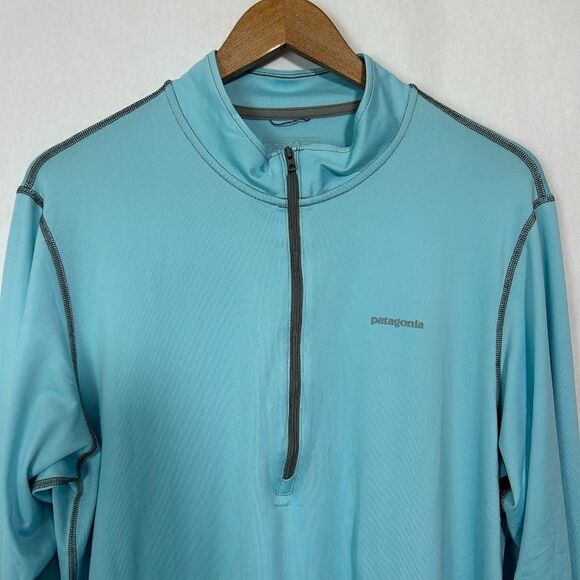 Patagonia Tropic Comfort Pullover Mens M Blue 1/4 Zip Long Sleeve Base Layer - Picture 4 of 7